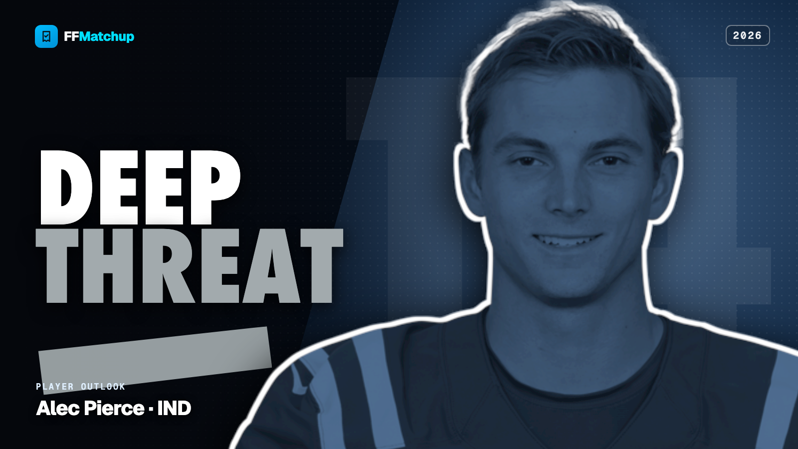 FFMatchup 2026 player graphic for Alec Pierce of the Indianapolis Colts.