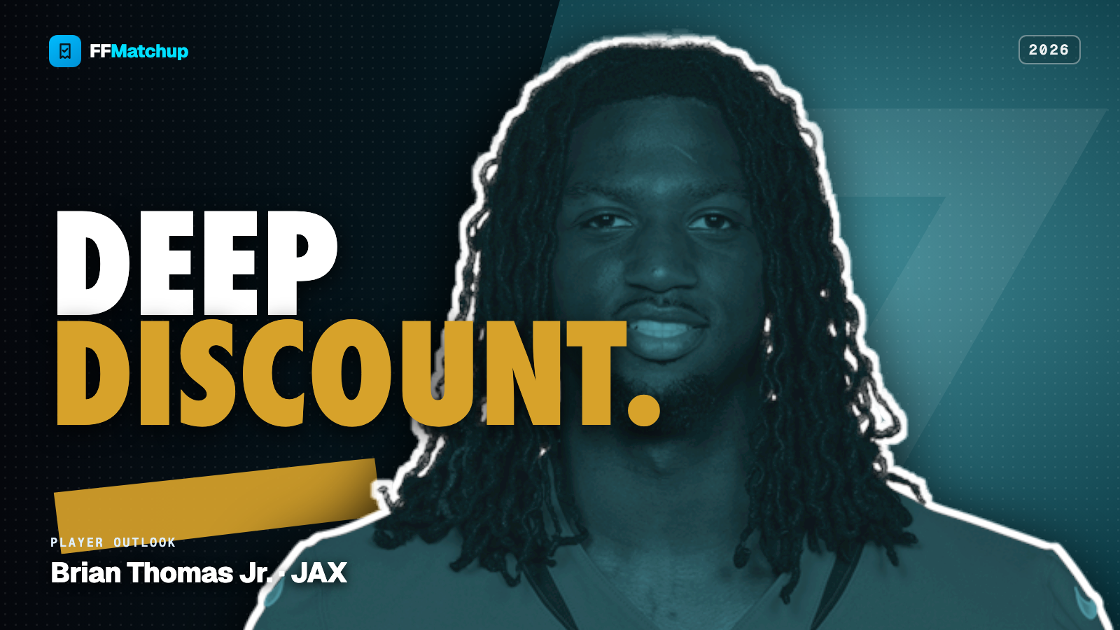 FFMatchup 2026 player graphic for Brian Thomas Jr. of the Jacksonville Jaguars.
