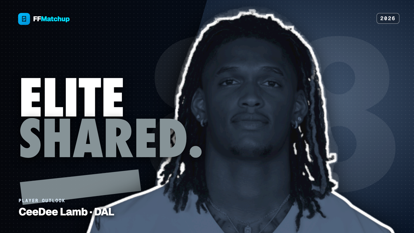 FFMatchup 2026 player graphic for CeeDee Lamb of the Dallas Cowboys.