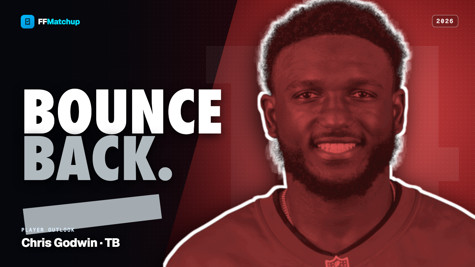 FFMatchup 2026 player graphic for Chris Godwin of the Tampa Bay Buccaneers.