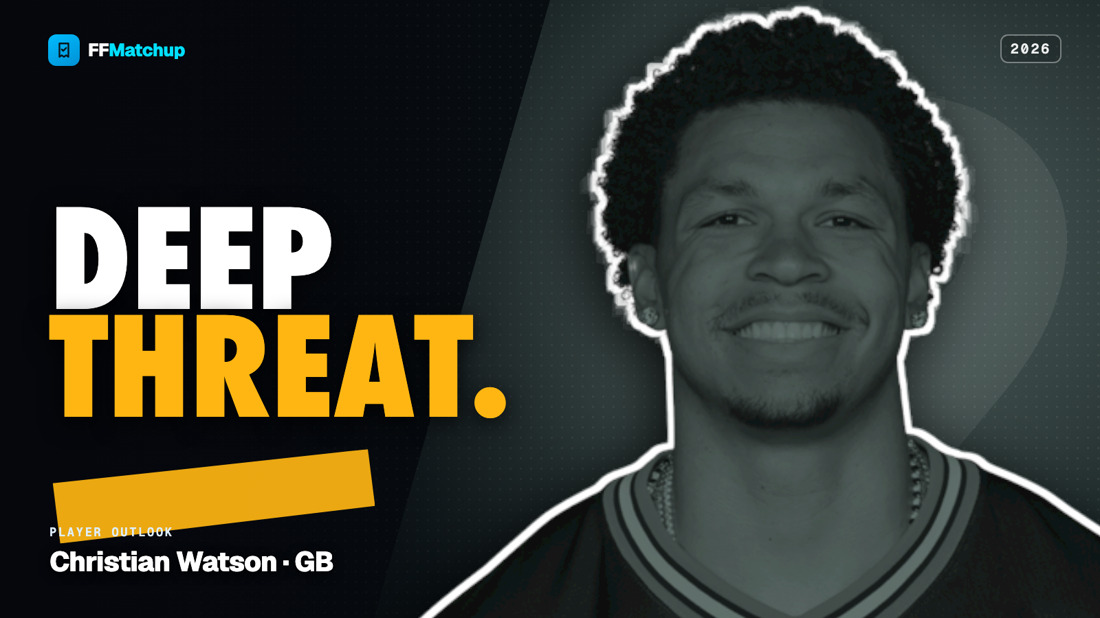 FFMatchup 2026 player graphic for Christian Watson of the Green Bay Packers.