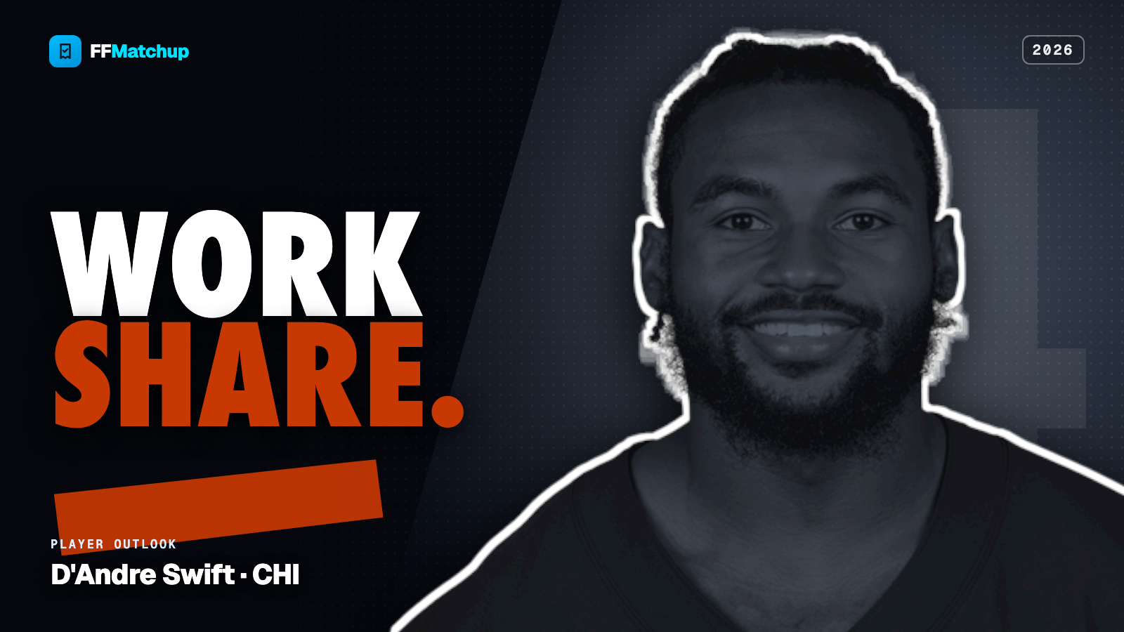 FFMatchup 2026 player graphic for D'Andre Swift of the Chicago Bears.
