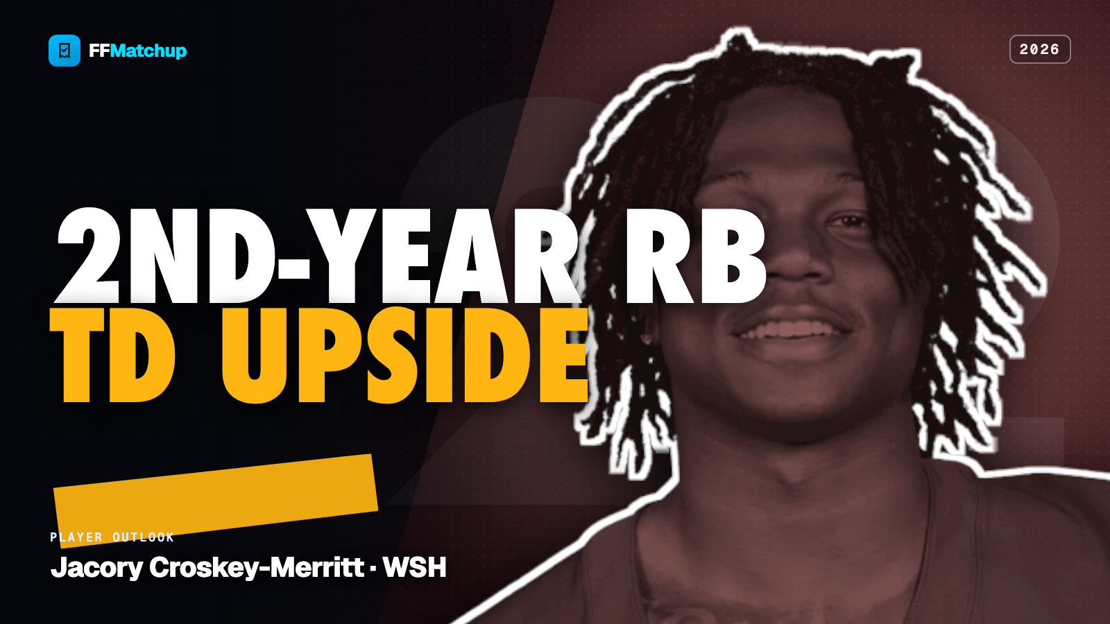 FFMatchup player outlook card for Jacory Croskey-Merritt of the Washington Commanders.