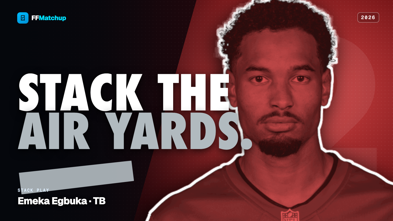 FFMatchup 2026 player graphic for Emeka Egbuka of the Tampa Bay Buccaneers.