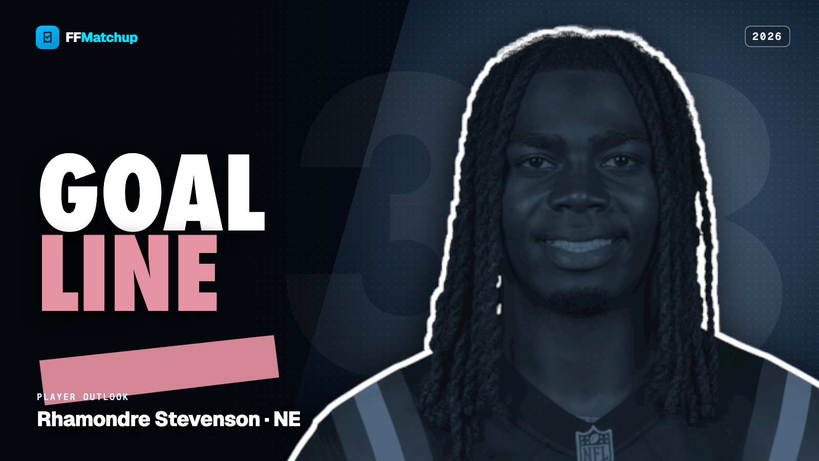 FFMatchup player outlook card for Rhamondre Stevenson of the New England Patriots.