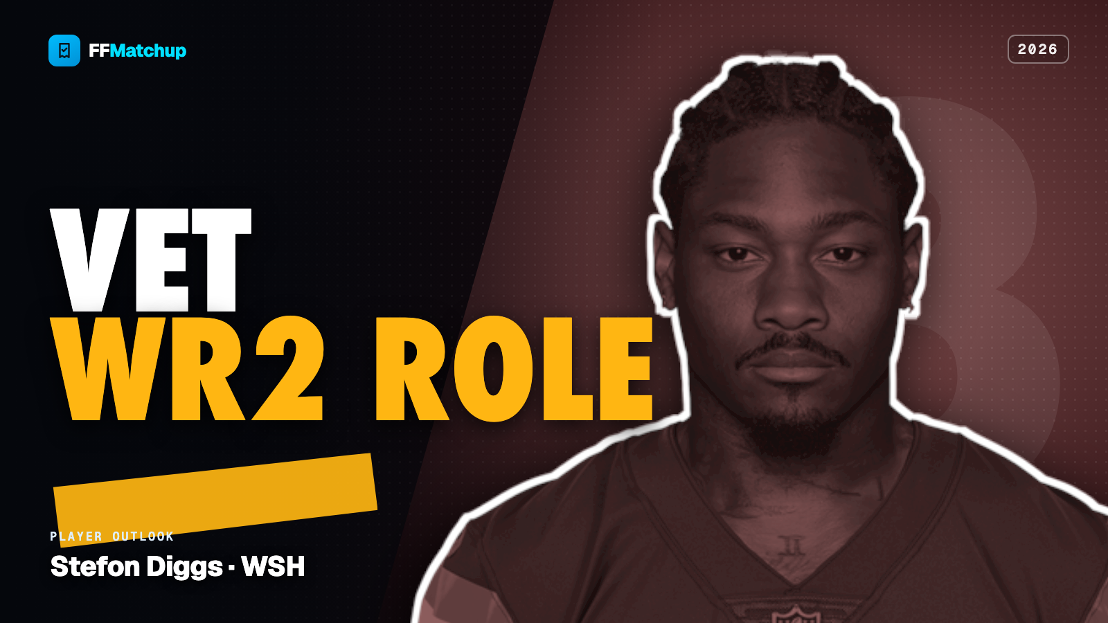 FFMatchup player outlook card for Stefon Diggs of the Washington Commanders.