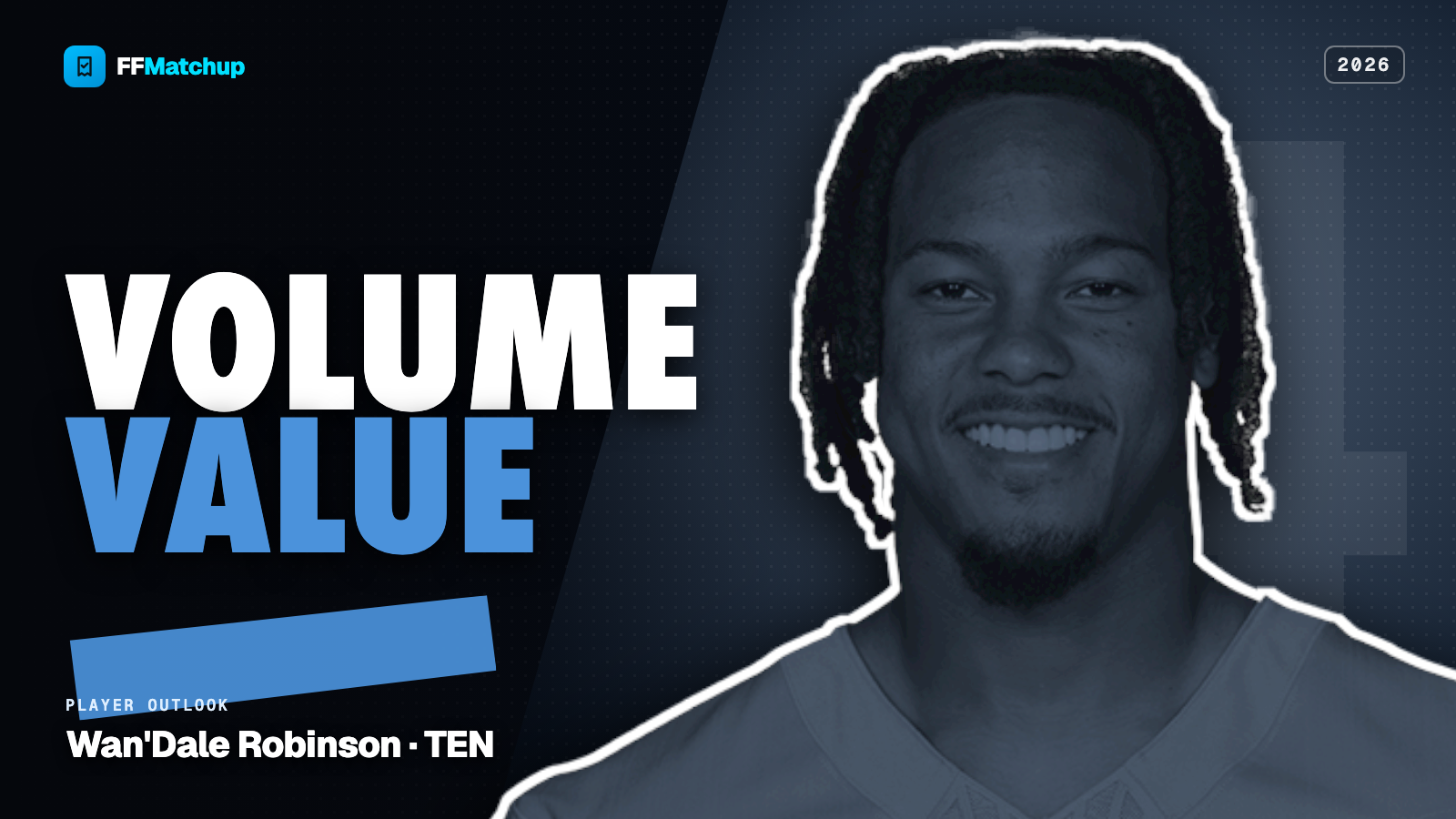 FFMatchup player outlook card for Wan'Dale Robinson, now a Tennessee Titan.